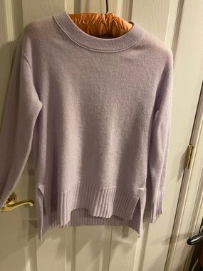 White + Warren Lilac Cashmere Oversized Crewneck Sweater Lilac ptp 20” EUC